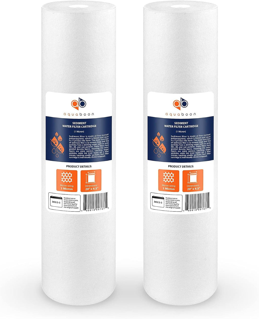 Aquaboon 1 Micron 20 x 4.5 Sediment Water Filter Replacement 2-Pack