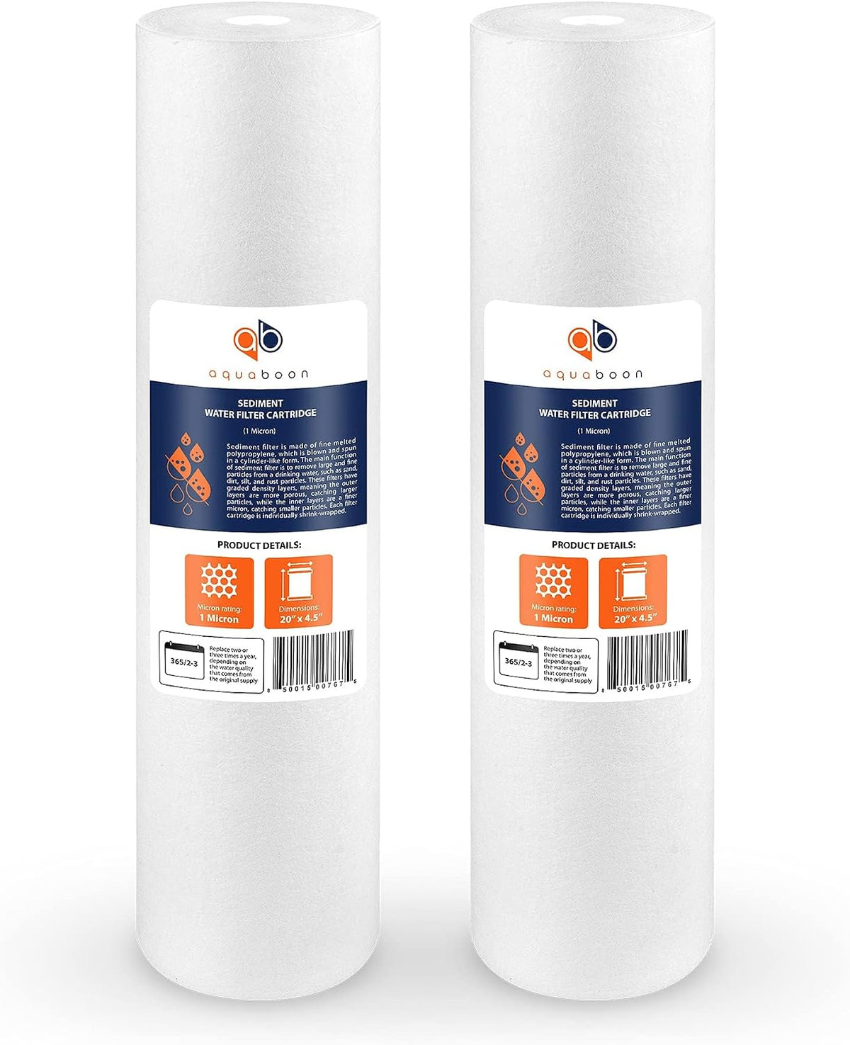 Aquaboon 1 Micron 20 x 4.5 Sediment Water Filter Replacement 2-Pack