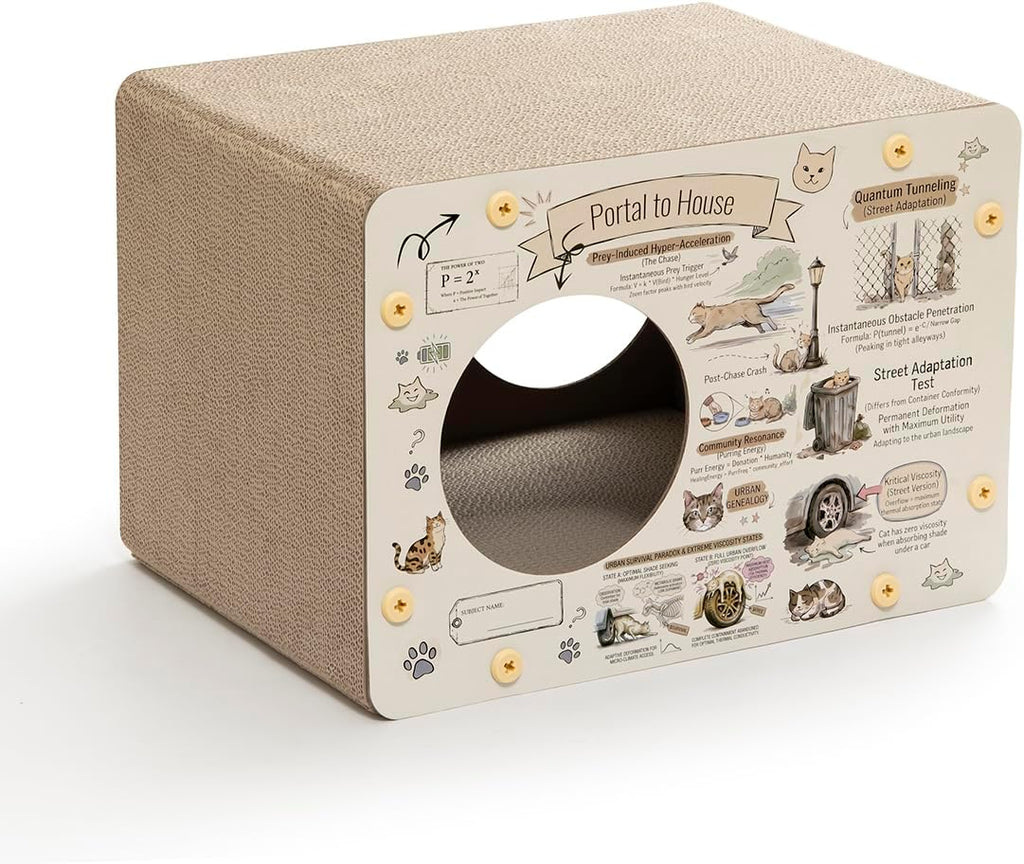 Carrie & Koccha Cardboard Cat Scratcher House for Indoor Cats - Science