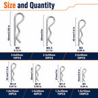 300 Pcs R-Clip Cotter Pin Assortment Kit, 304 Stainless Steel Hairpin Clips