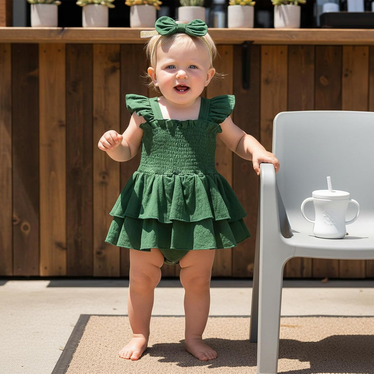 Newborn Baby Girls Summer Clothes Ruffle Sleeveless Pleated Smocked Bubble Romper Dresses Infant Bodysuit Jumpsuit