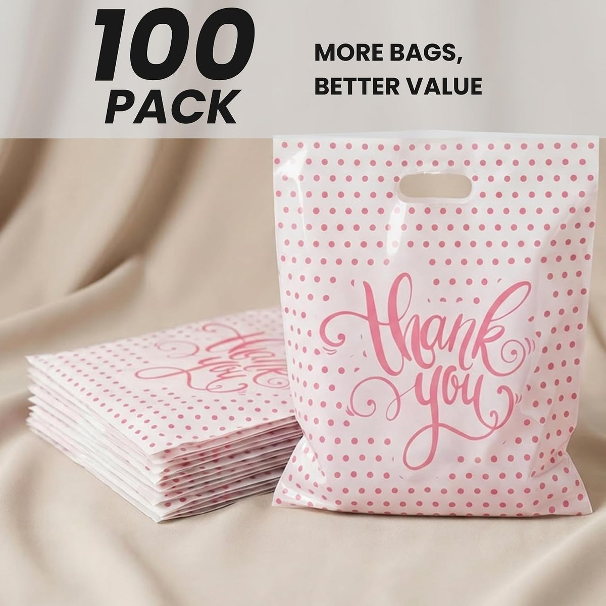 16x18 Large Thank You Bags for Small Business - Shopping Bags with Handles