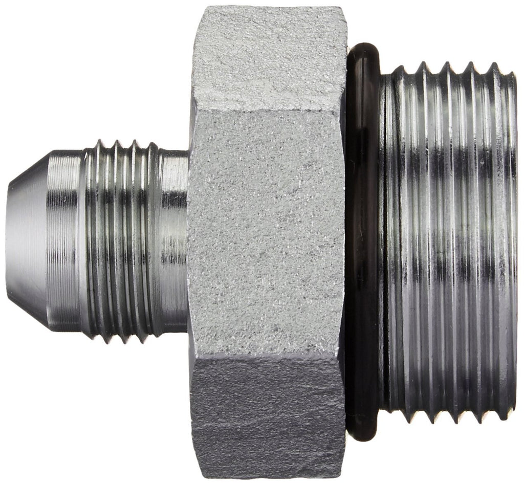 Brennan Industries 6400-08-16-O Steel Straight Tube Fitting, 3/4"-16 SAE x 1-5/16"-12 SAE ORB Thread, 1/2" Male JIC x 1/2" Male O-Ring Boss