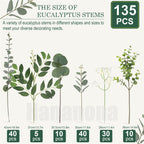 135 Pcs Mixed Eucalyptus Leaves Stems Artificial Greenery Bulk