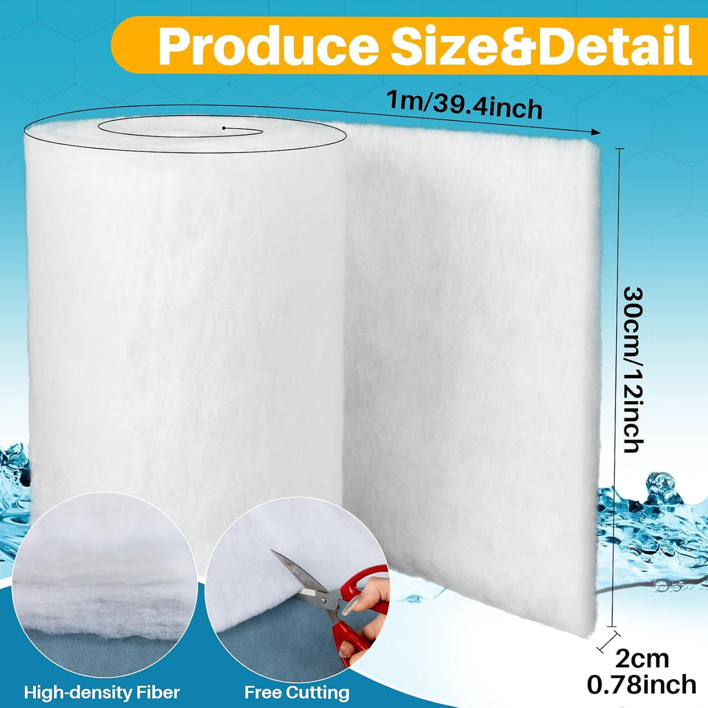 Aquarium Filter Media Pad - White Filter Floss, 39.4 x 11.8 Inch
