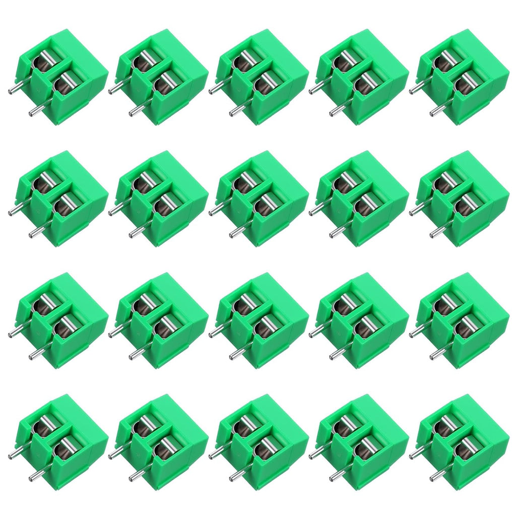 20 Pcs 5mm 2 Pin Screw Terminal Block Circuit Board Connectors PCB Terminal Block Mount for Cable 300V 10A