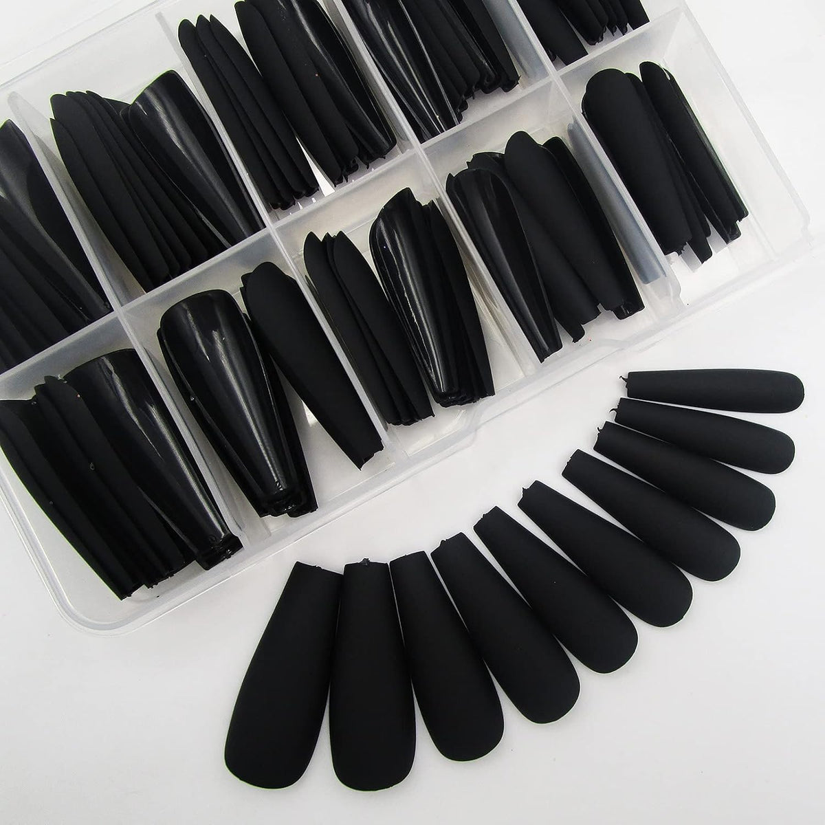 120pc Black Press on Nails Long Fake Nails-Coffin Glue on Nails Press ons