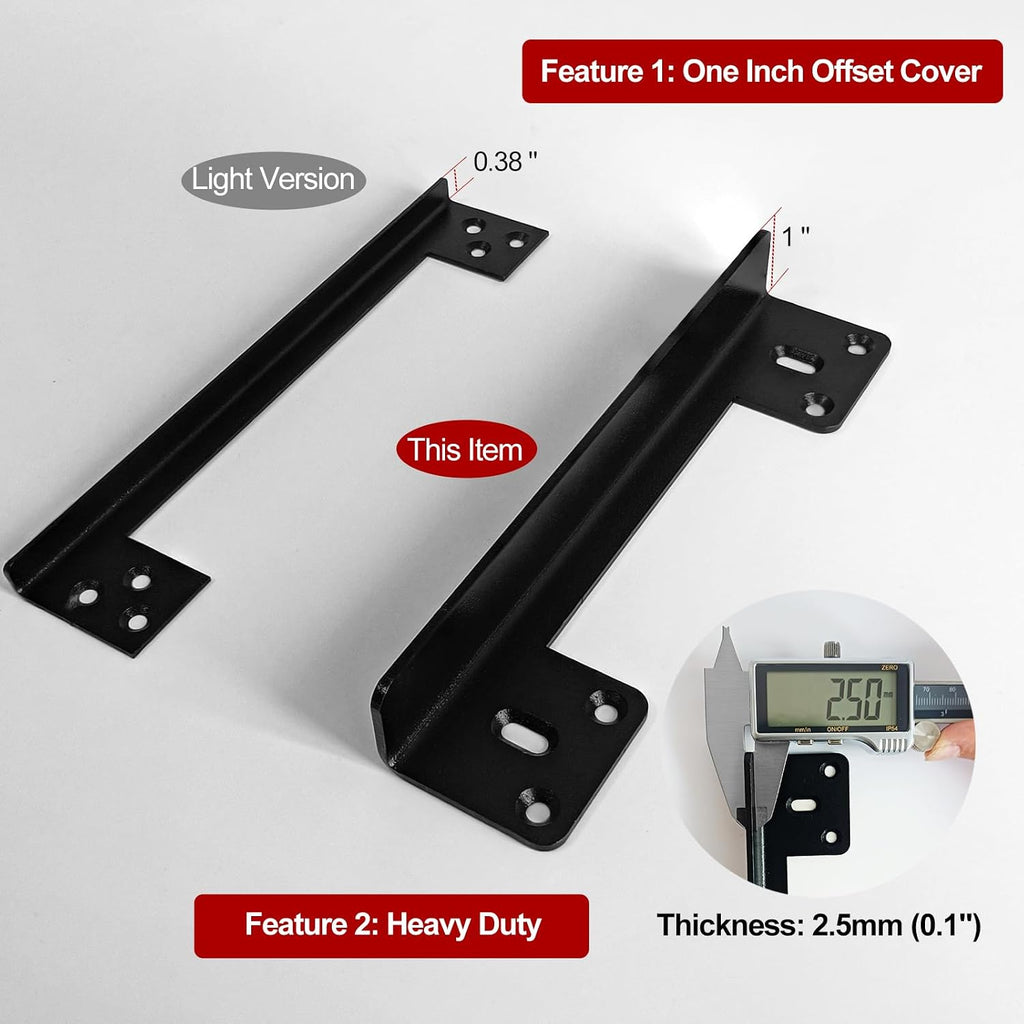 Door Latch Guard Plate 12” with 1” Offset Cover, Protector Shield | For Outswing Door Security, for Door