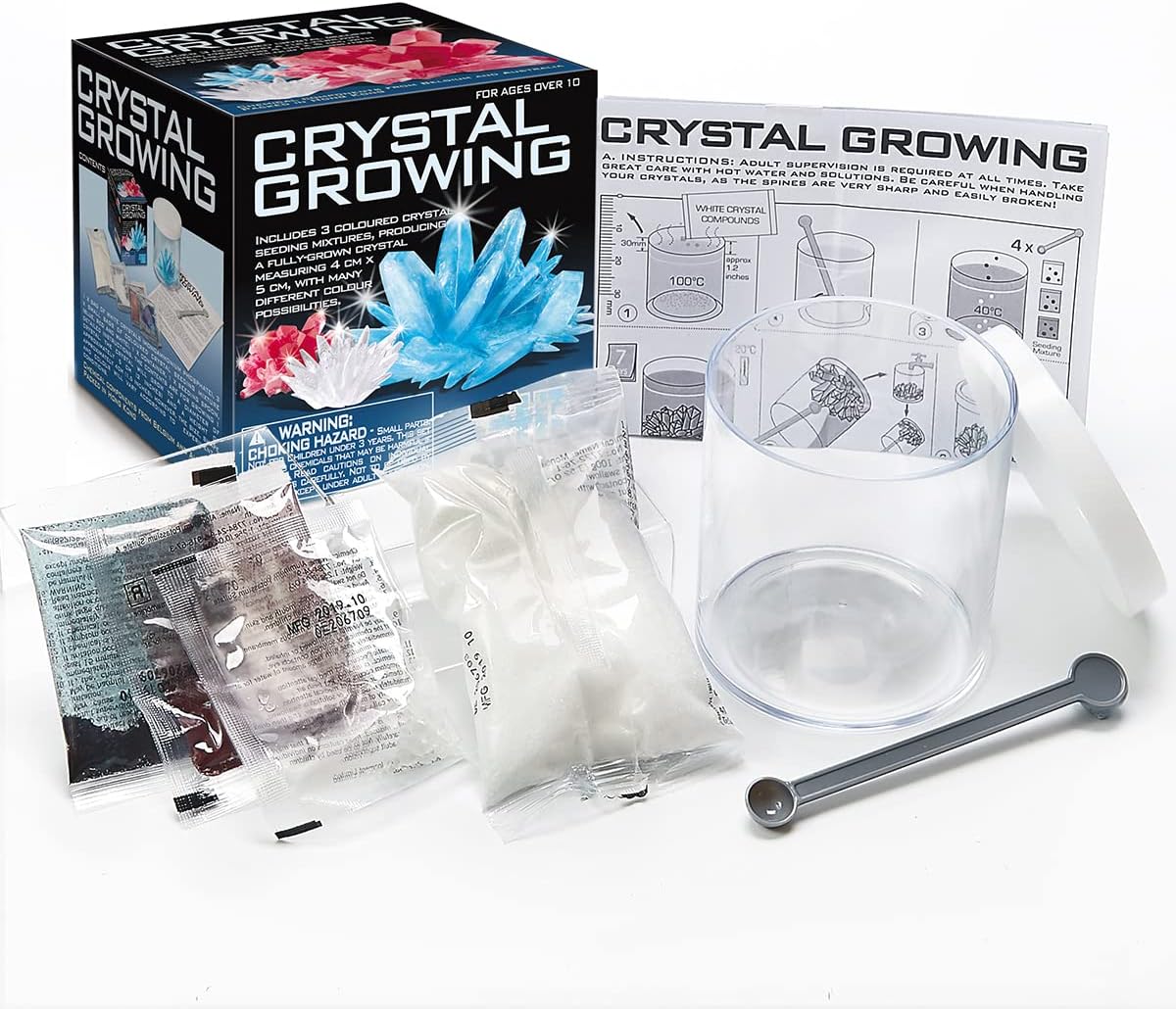 Crystal Growing Science Kit - 3 Colored Crystals - Easy DIY STEM Toys Lab Experiment Specimens, A Great Educational