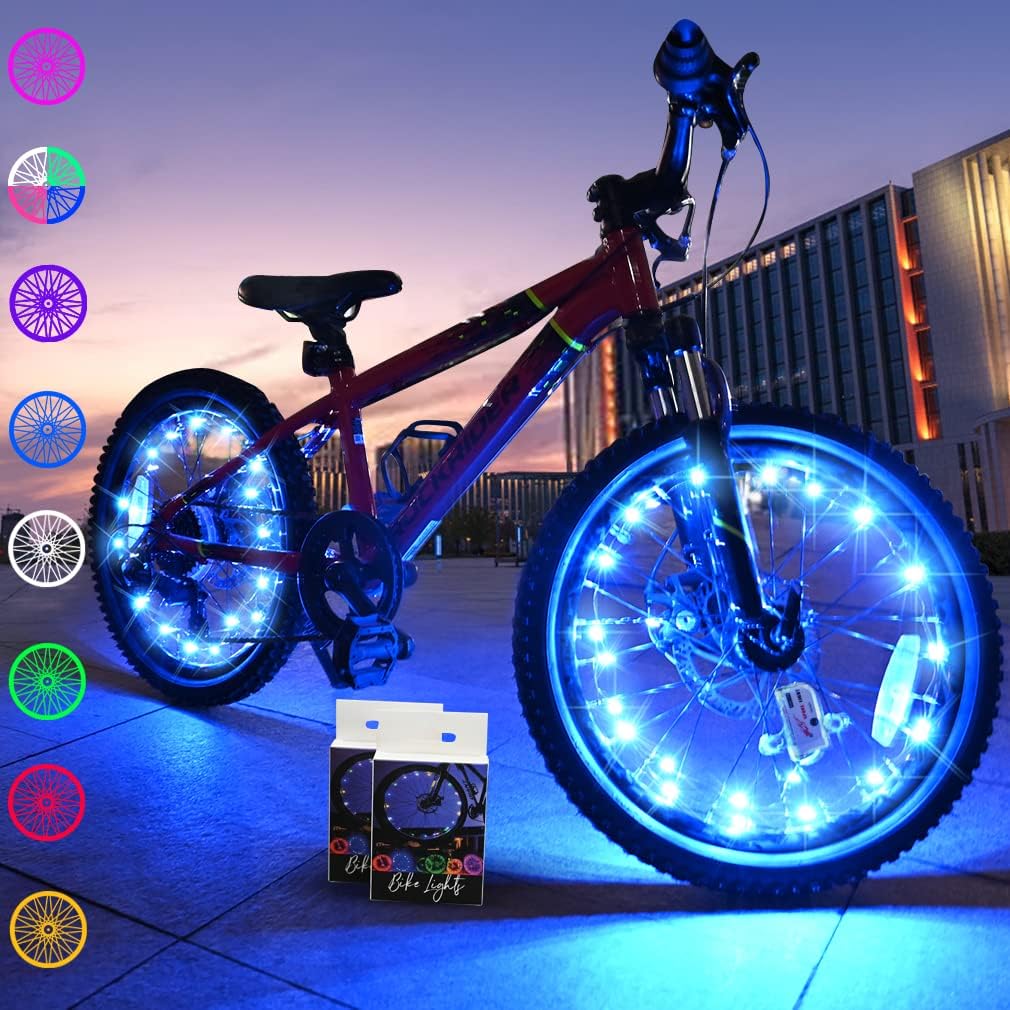 2 Tire Pack LED Bike Wheel Lights Ultra Bright Waterproof Bicycle Spoke Lights Cycling Decoration Safety Warning Tire