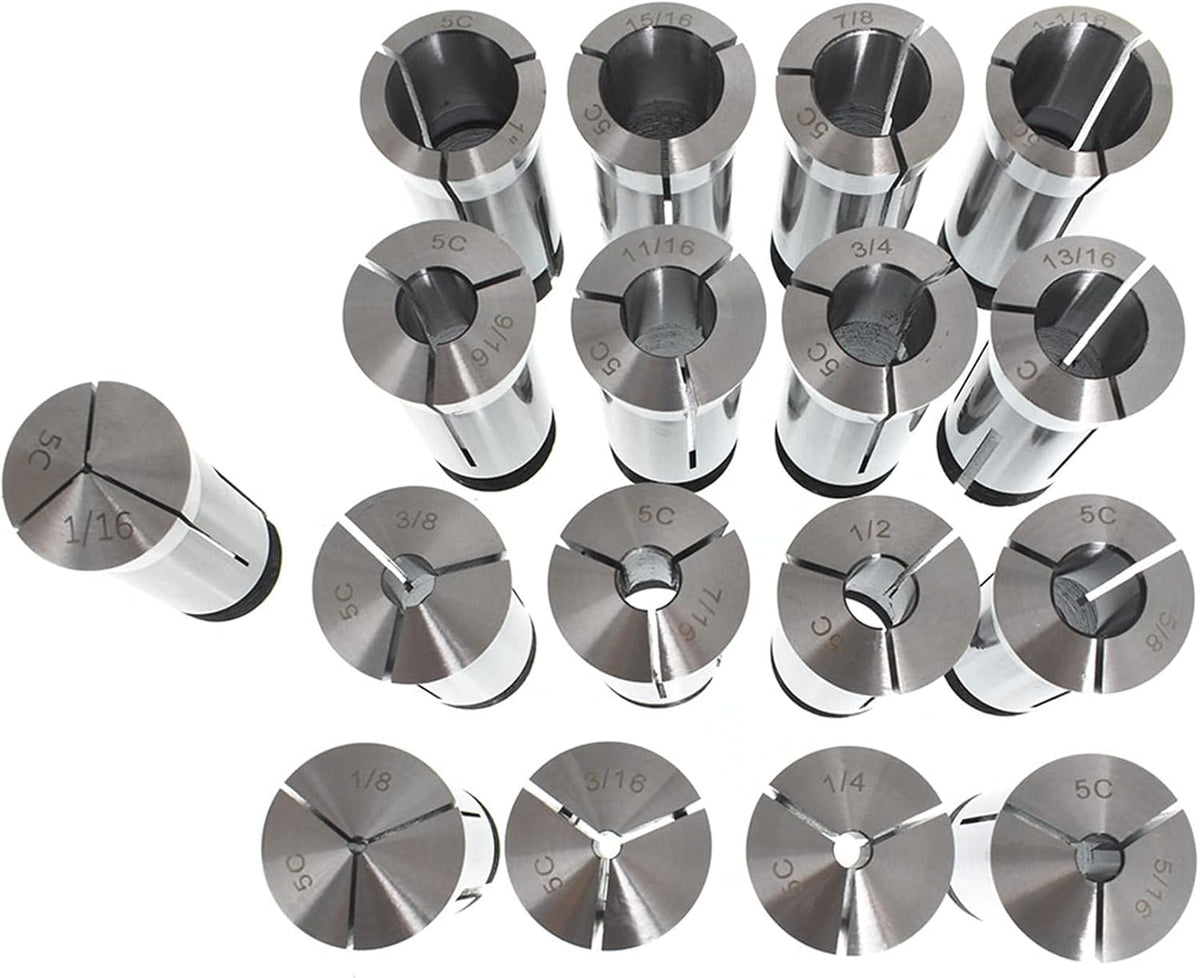 waltyotur 5C Collet Set 1/16-1-1/16" 5C CNC Milling Machine Tools 17 Pcs