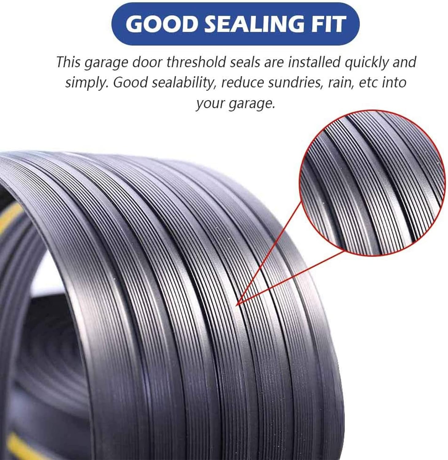 20Ft/6M Universal Garage Threshold Seal Strip with 300ml Black Sealants/Adhesives, Garage Door Bottom Weatherproof