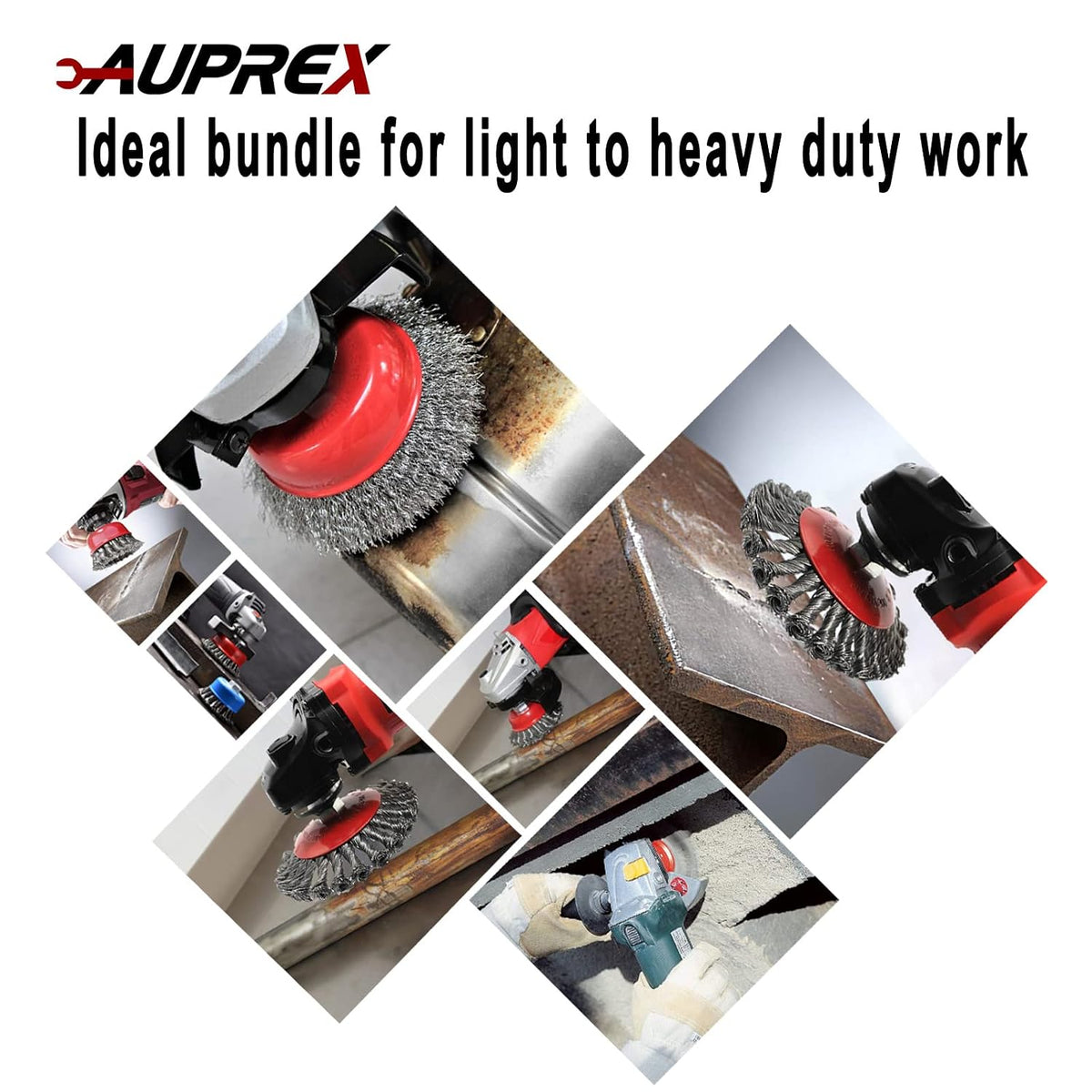 AUPREX 4 Pack Wire Wheel&Cup Brush Set for 4-1/2 Angle Grinder