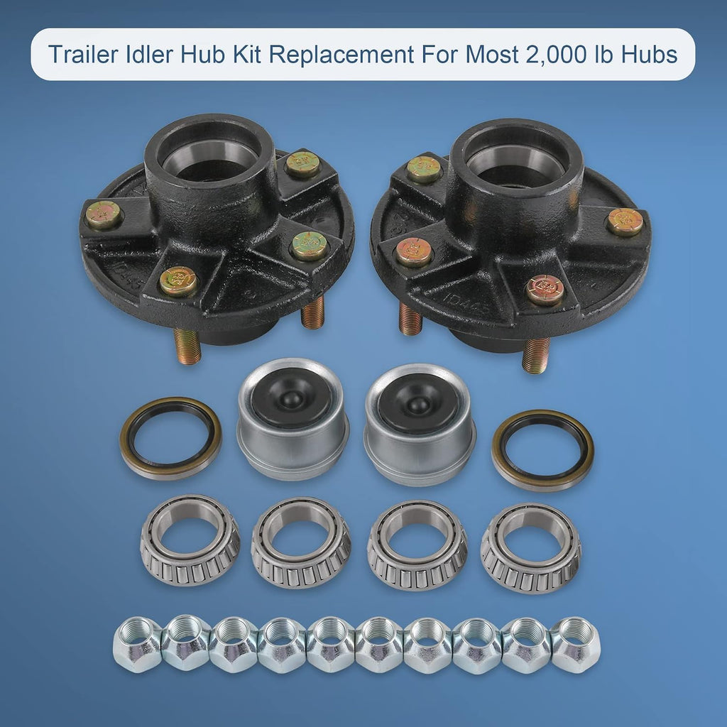 2 Trailer Idler Hub Kits 5 on 4.5" Replacement for Axle 1-1/16" Bearings 2000 lbs - 22016K
