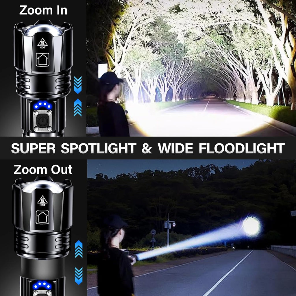 Rechargeable LED Flashlight 99000 High Lumens, Super Bright Flashlights with Zoomable & USB C Rechargeable & 5 Light