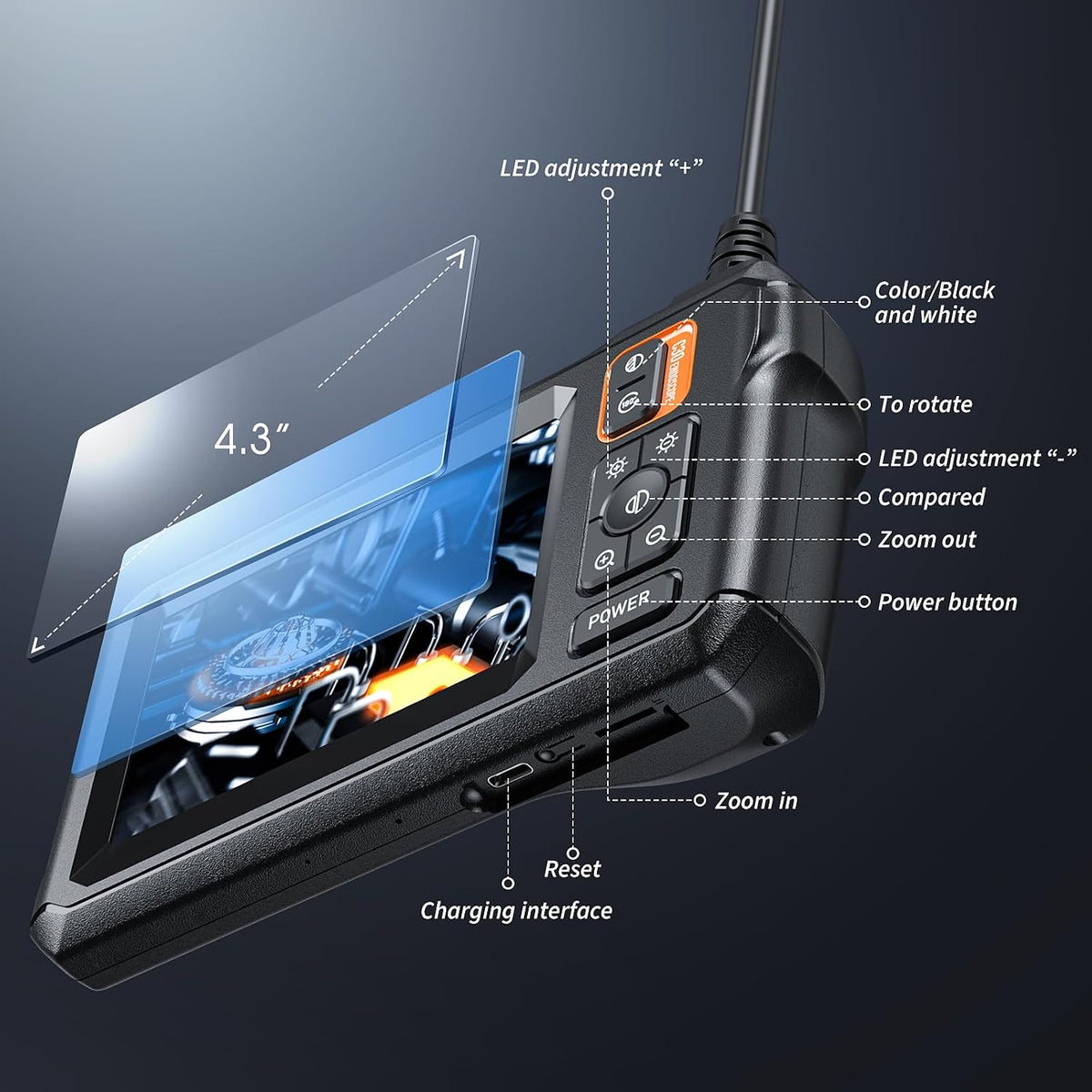 Endoscope Camera with Light, 1920P HD Borescope Tools(16.5FT)