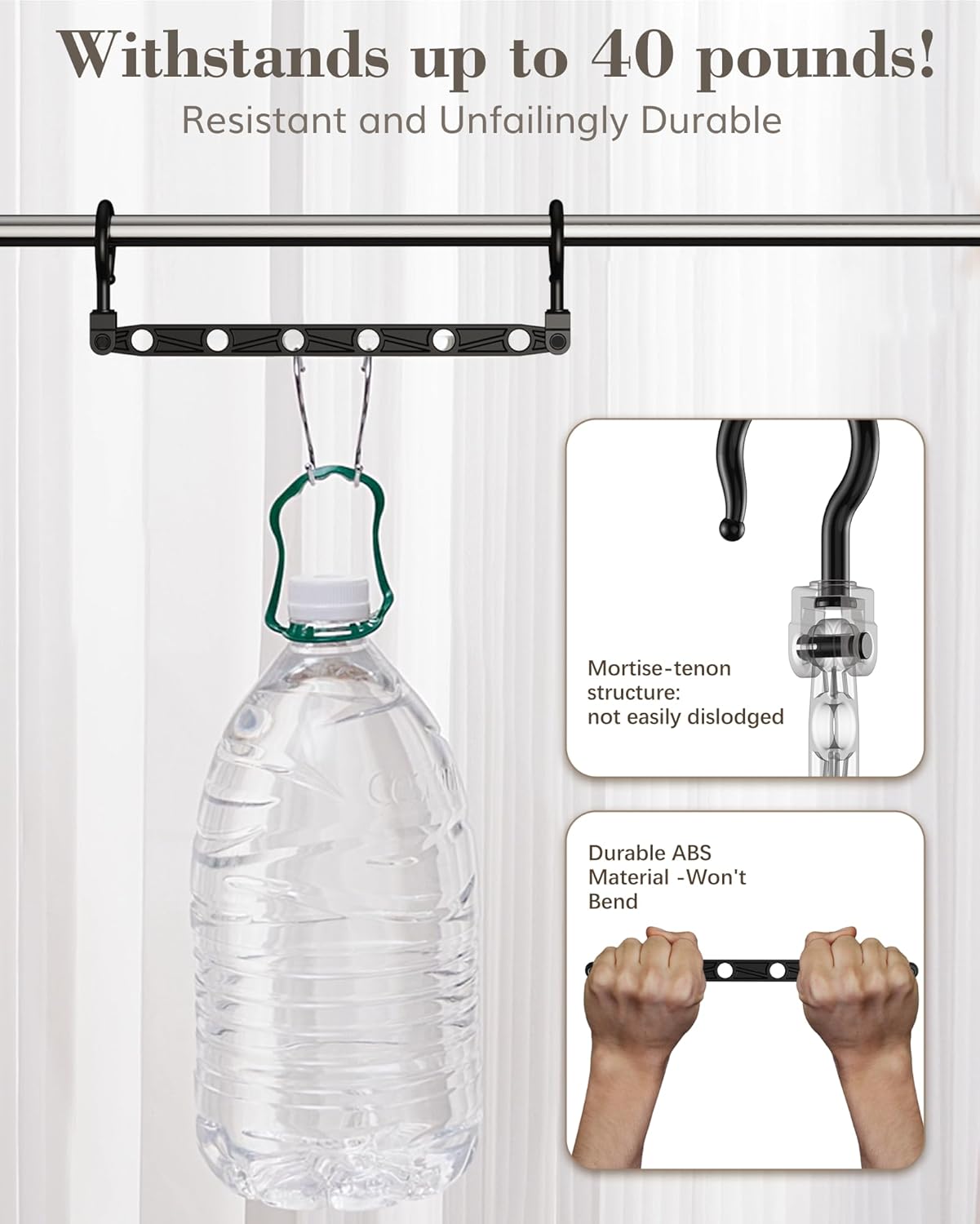 Space Saving Hangers for 48 Clothes, Reinforced Collapsible Hangers with 360° Swivel Hook, Hanger Hooks Space Saver