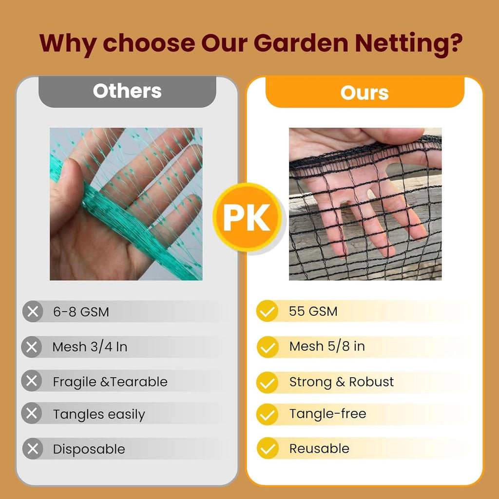 Deer Fence Netting,Plastic Mesh Fence 6.5x50ft,Reinforced Edges 55gsm Heavy Duty Animal Barrier,Ideal for Garden