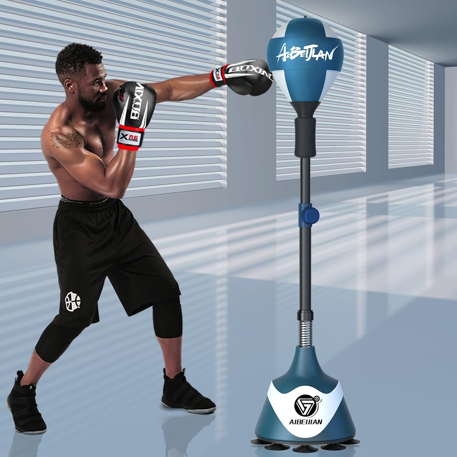 Freestanding Reflex Boxing Bag,Punching Bag with Stand,Height Adjustable,Speed Punching Ball for Adults Kids,Boxing