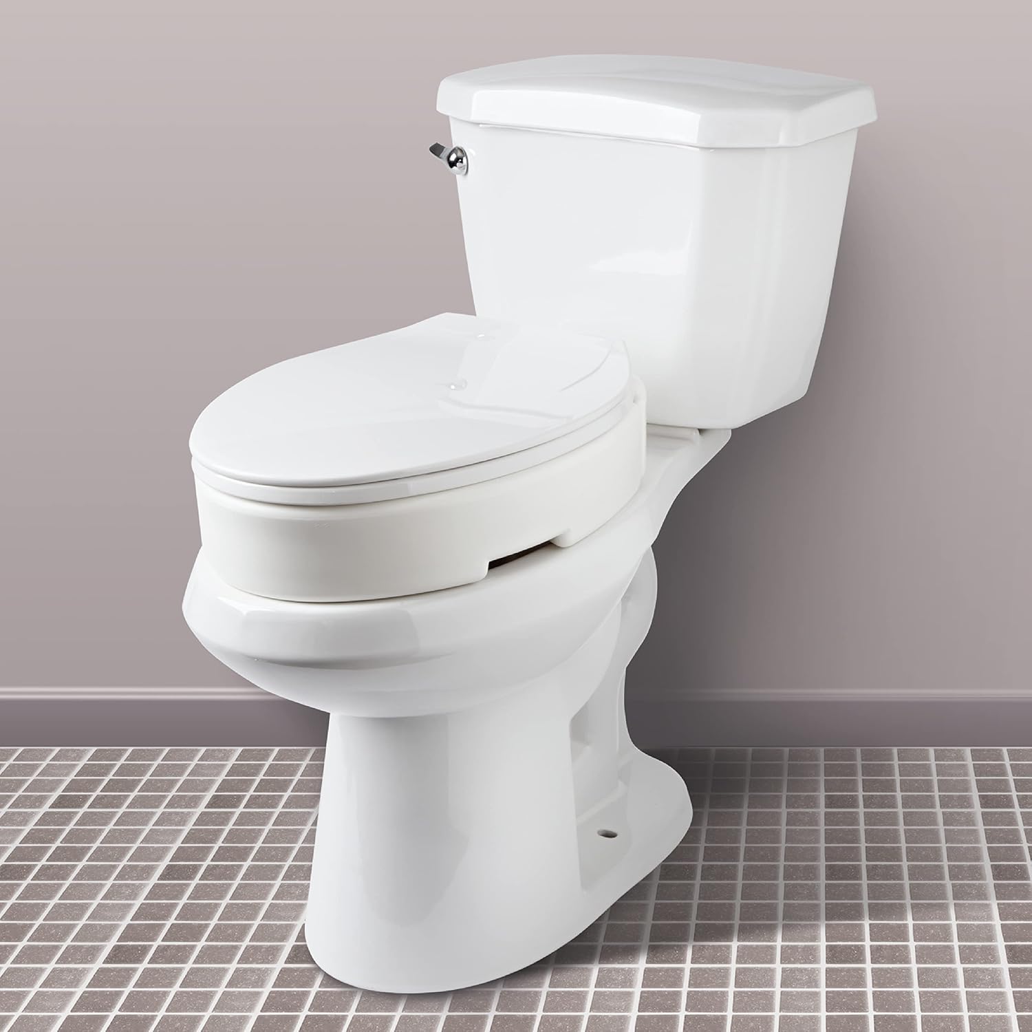 Health Brands Hinged Elongated Toilet Seat Riser, Adds 3.5 Inches of Height to Toilet, 300 Pound Weight Capacity