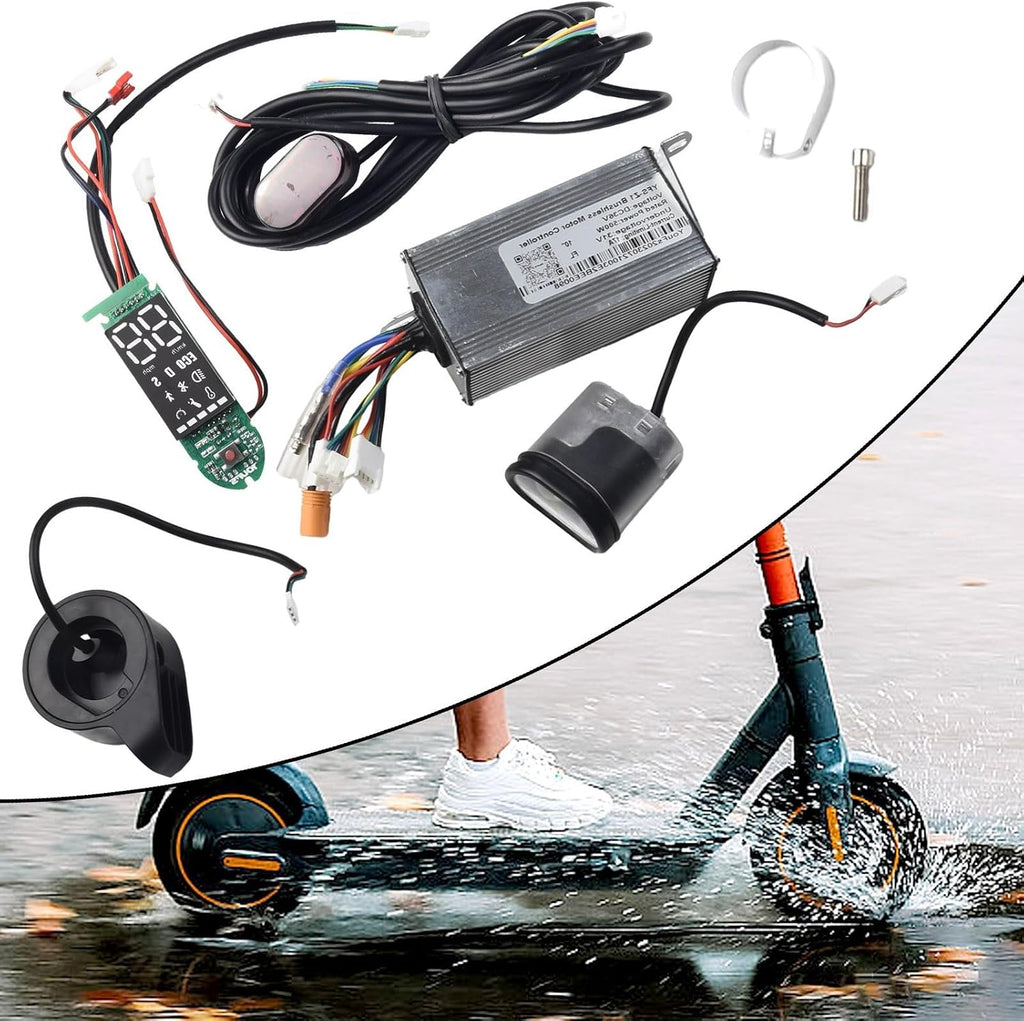 Eletric Scooter Controller, Electric Bike Scooter Brushless Controller Kit Include 36V 500W 17A Controller Dashboard and Accelerator
