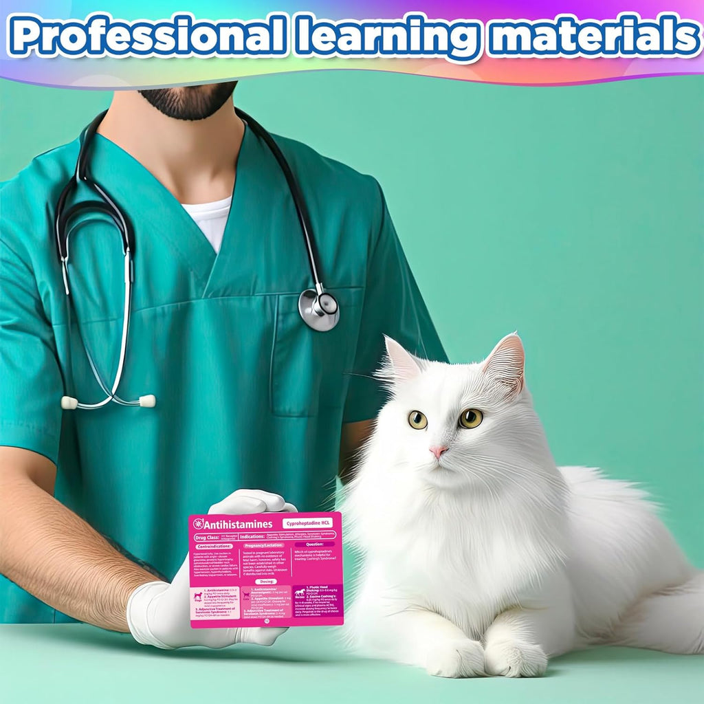 50 Veterinary Pharmacology Flashcards Vet Tech Study Materials for Dogs Cats & Horses Essential Vet School Supplies &