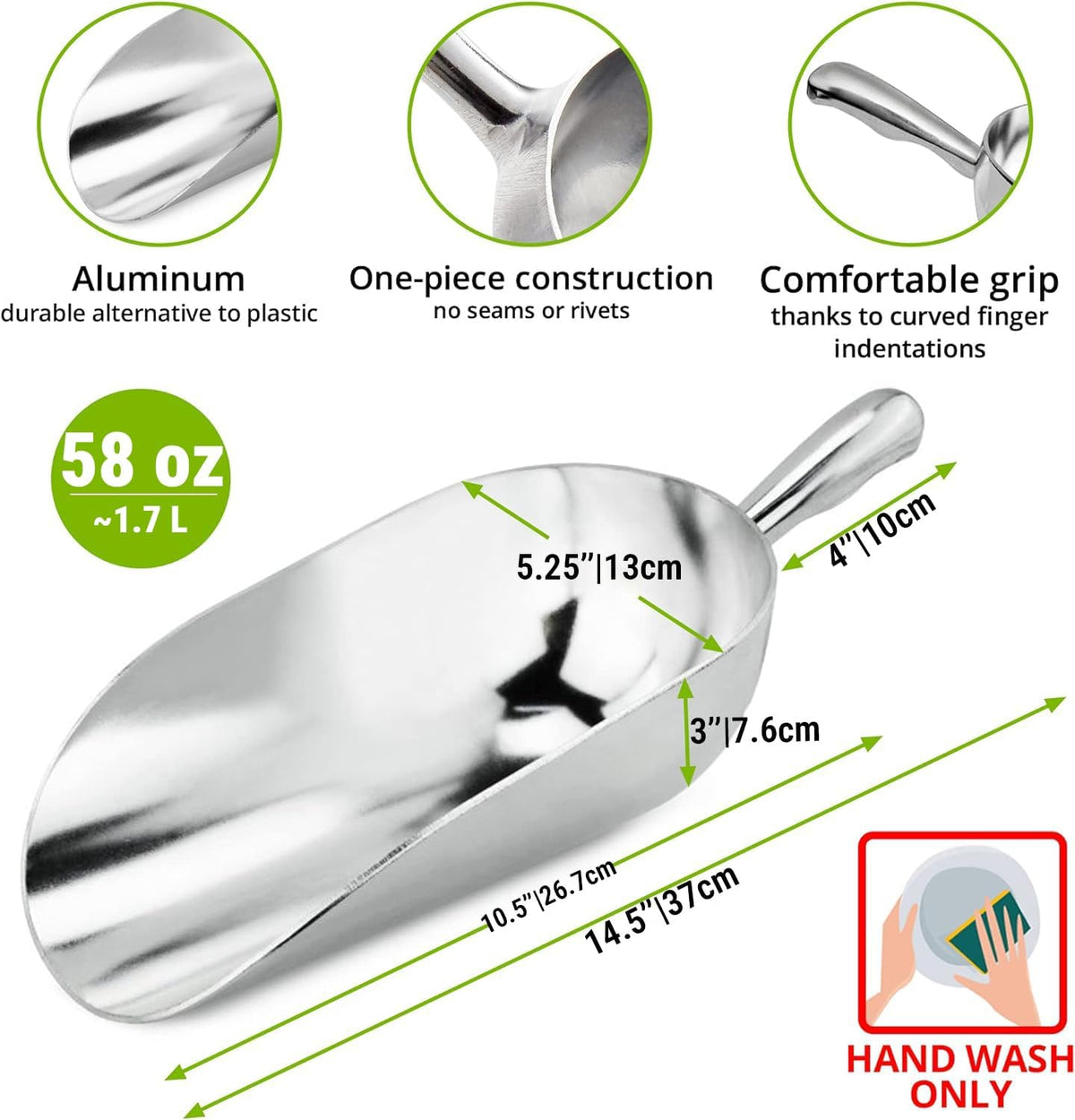 58 oz Aluminum Ice Scoop with Holder
