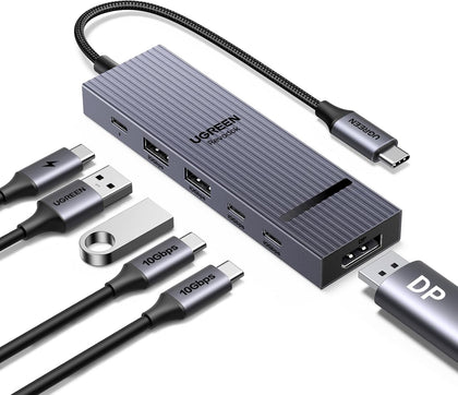 Revodok Pro 6 in 1 USB-C Hub to DisplayPort 4K 60Hz, 100W PD | 10Gbps USB-A and USB-C 3.2 for MacBook Neo/Pro/Air