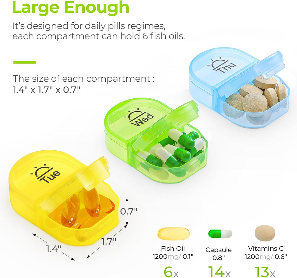 Pill Box 2 Times a Day, Weekly Pill Organizer AM PM with 7 Daily Pocket Case to Hold Vitamin, Medicine, Medication