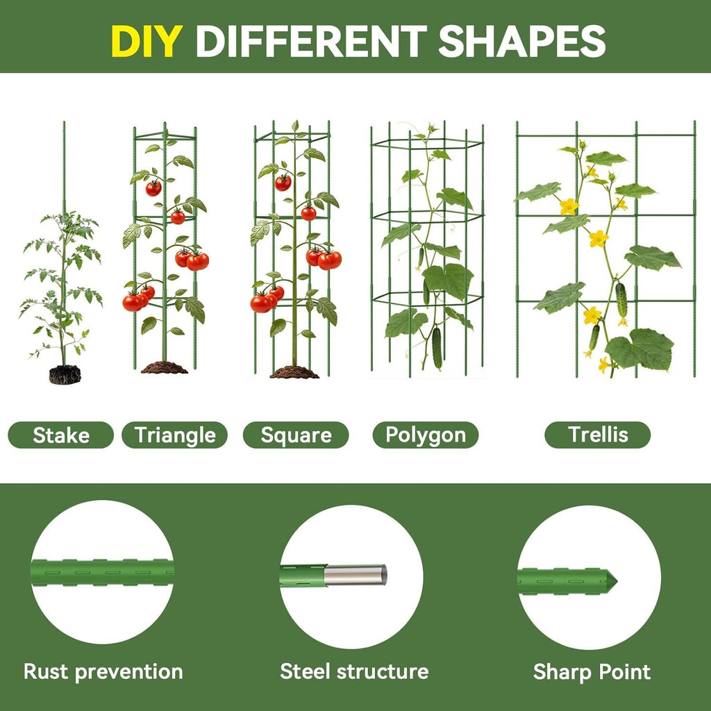 6 Pack Tomato Cages for Garden Plant Support Stakes, 48 Inch Adjustable Tomato Trellis for Pots & Raised Garden Bed