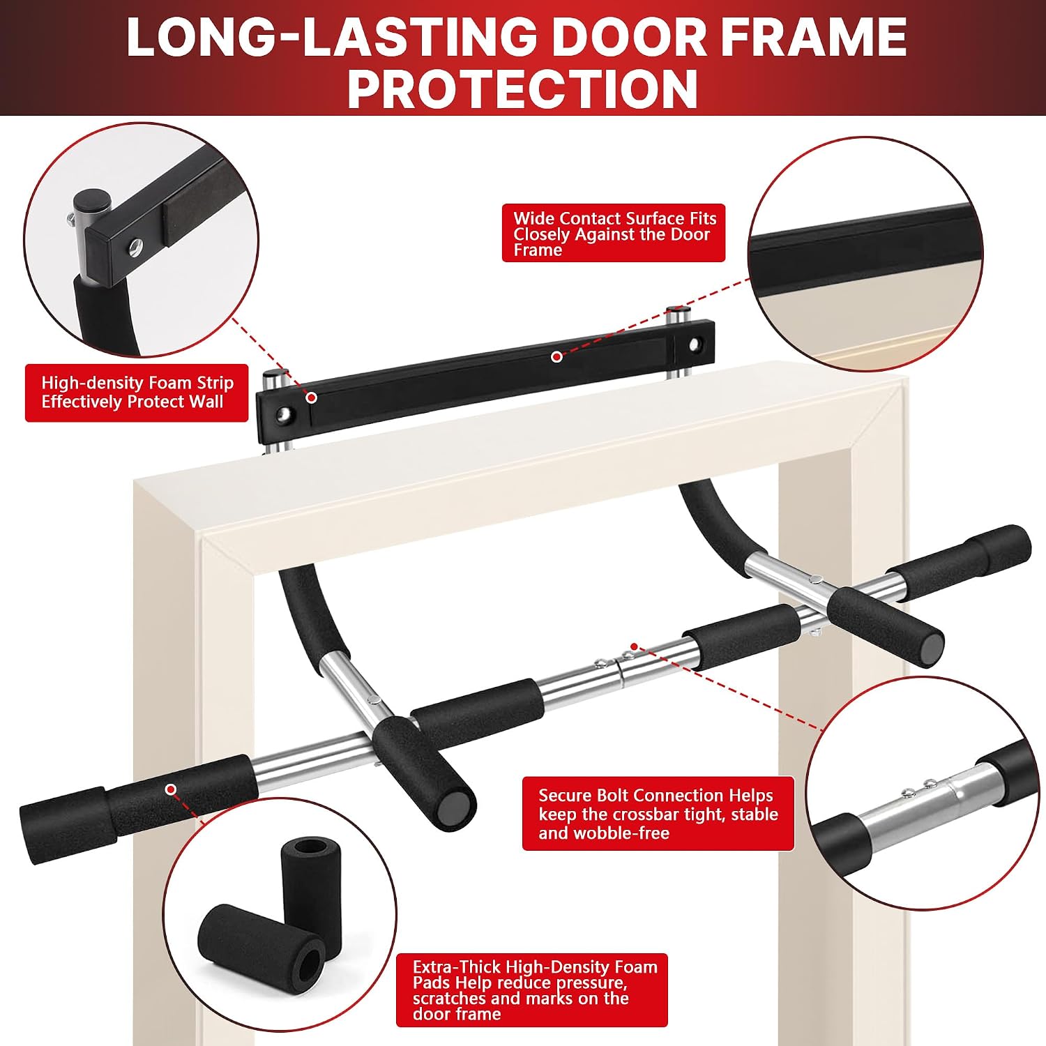 Pull Up Bar for Doorway, Heavy Duty Chin Up Station for Home Gym, Multi-Grip or Adjustable Door Frame Exercise