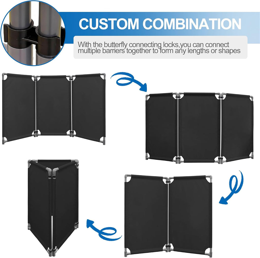 3-Panel Safety Barricade,5.8FT Foldable Security Sign Barrier Gate,Safety Warning Barricade Fence,Traffic