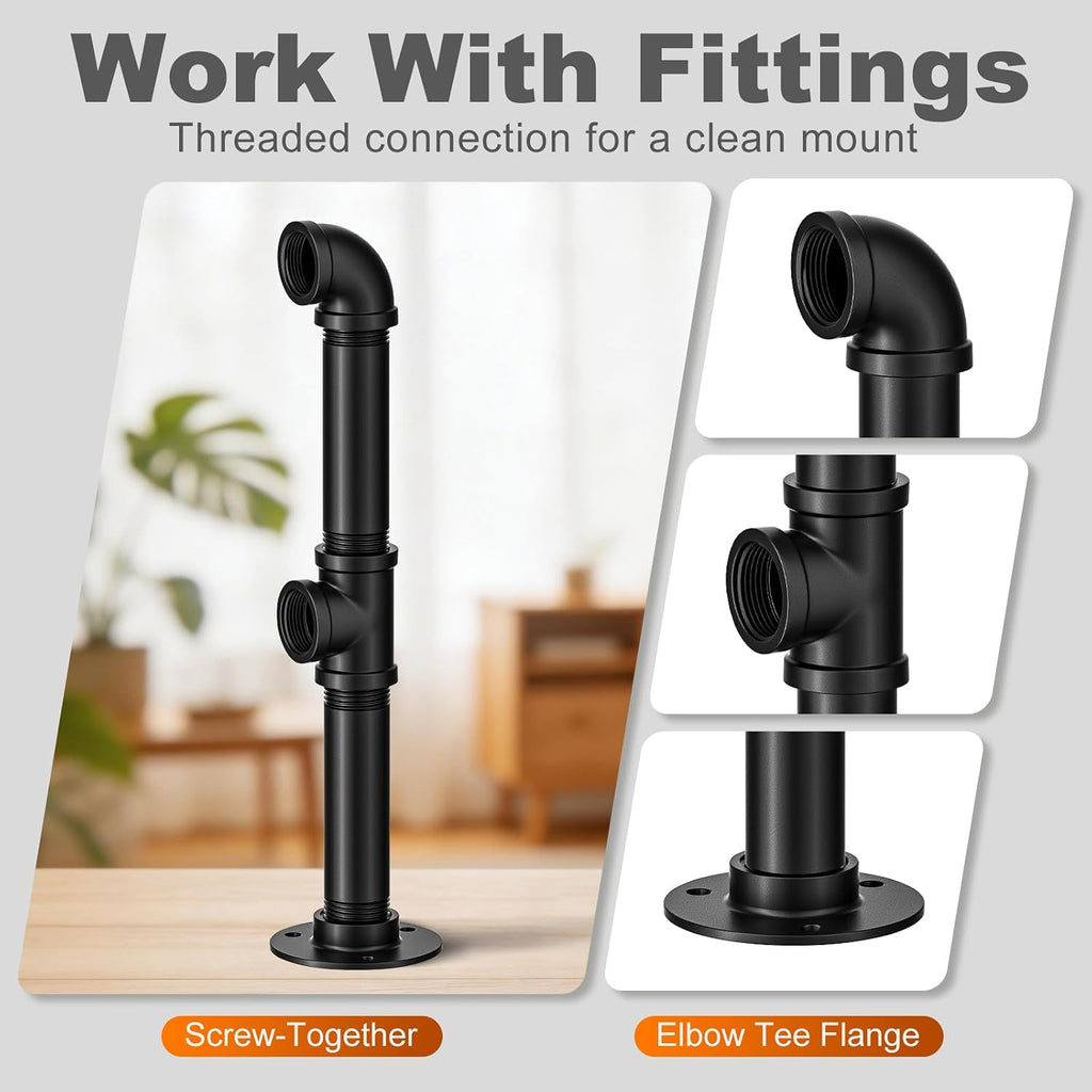 Flanges for Threaded Pipes and Fittings,Black,3/4",4-Pack.
