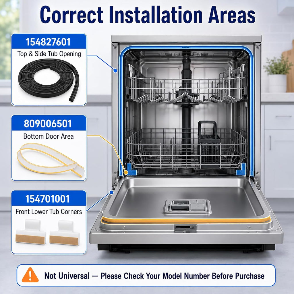 154827601 Dishwasher Door Seal Kit, 809006501, for Frigidaire