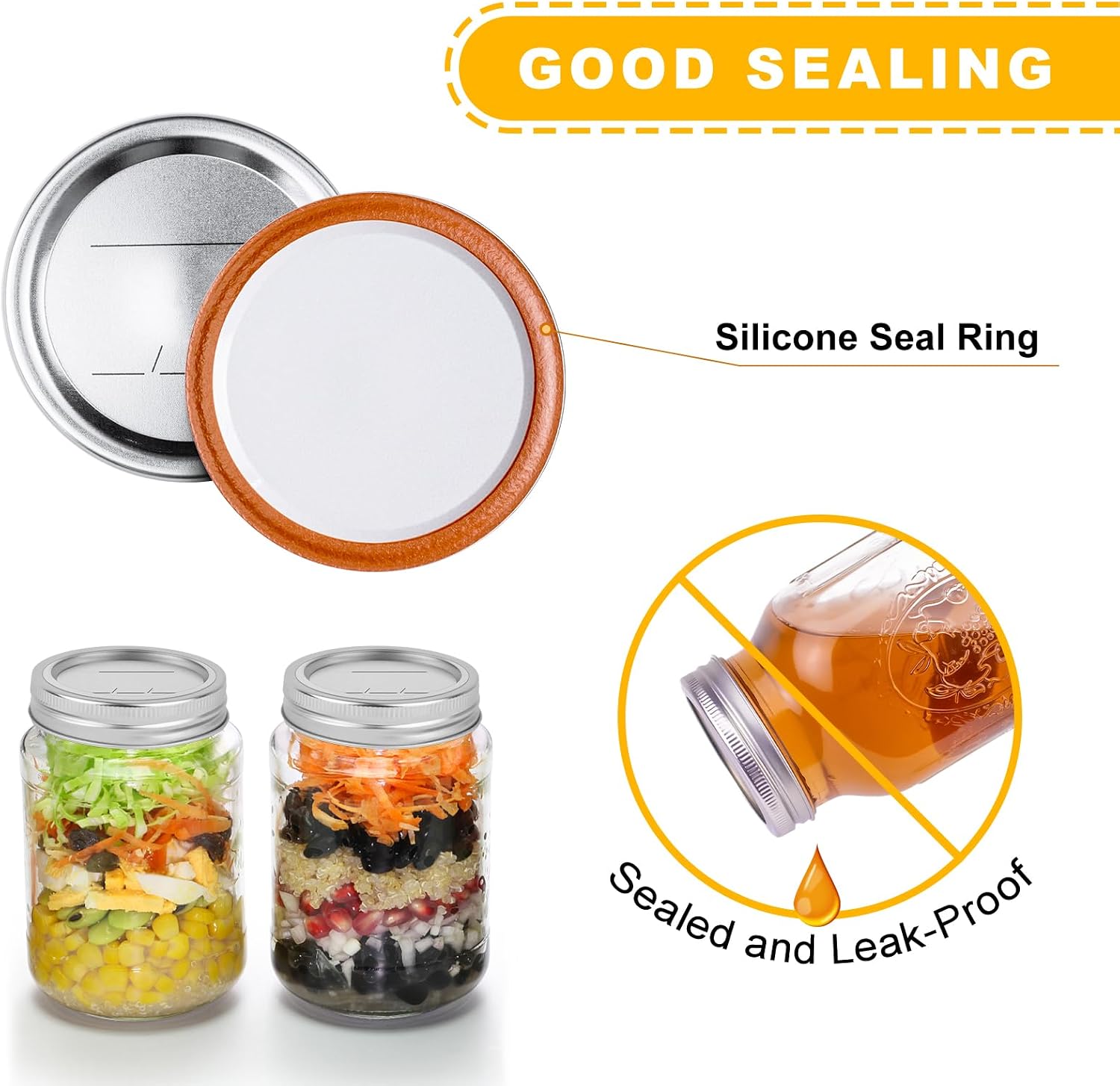 Canning Jar Lids With Rings For Mason Regular Mouth 24Pcs Regular Mouth Kerr Ball Jars Lids With Rings Good Sealing