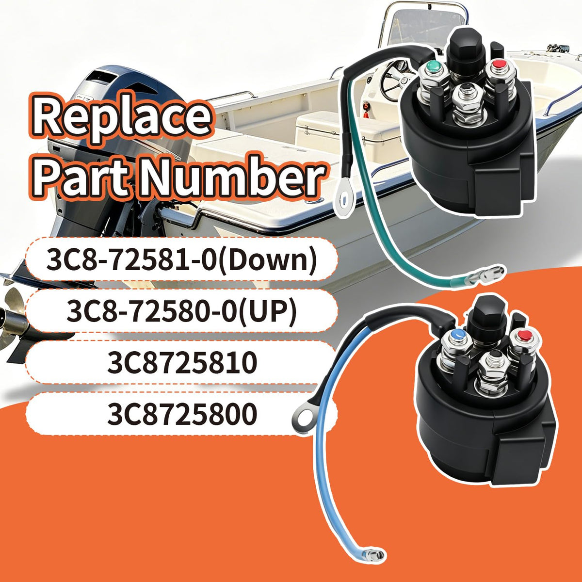 XFApex 3C8-72581-0 3C8-72580-0 Trim Tilt Solenoid Relay Switch Replacement