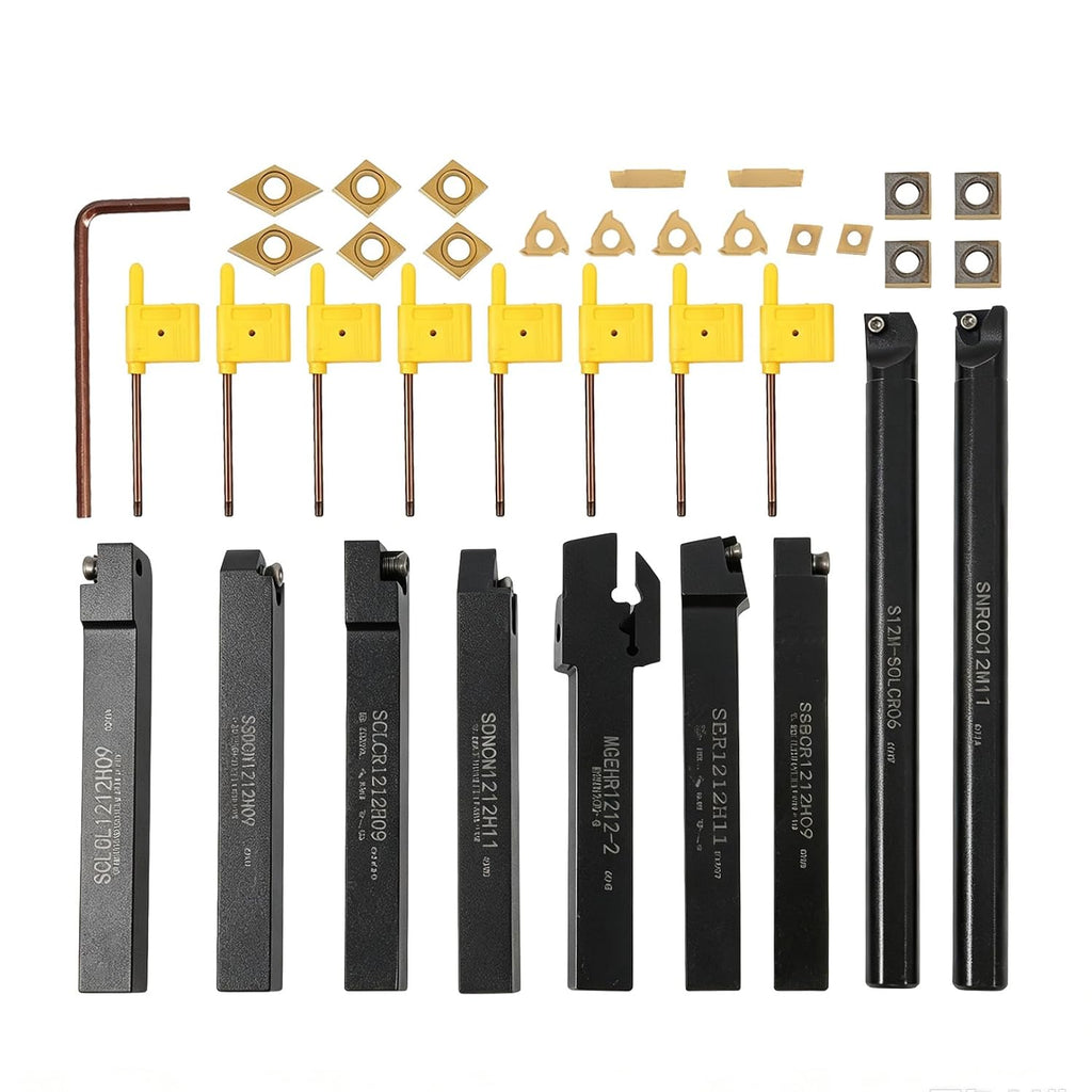 Nakkaa 27 Pc Indexable Lathe Turning Tool Kit 1/2" Shank for Turning Boring