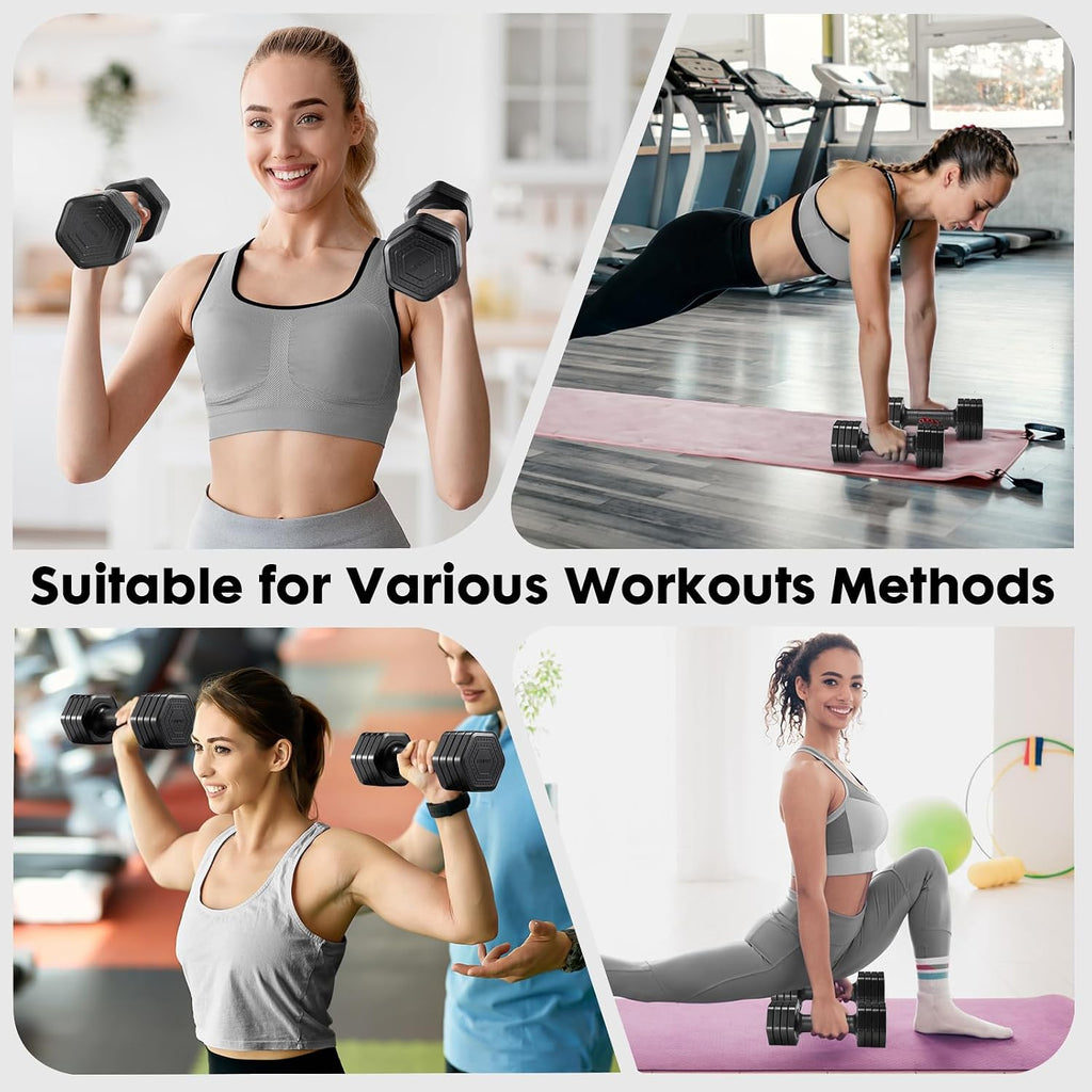 Adjustable Dumbbell Set, 4 in 1 Free Weights Dumbbells Set for Women, Weights for Women at Home, 2lb 3lb 4lb 5lb with