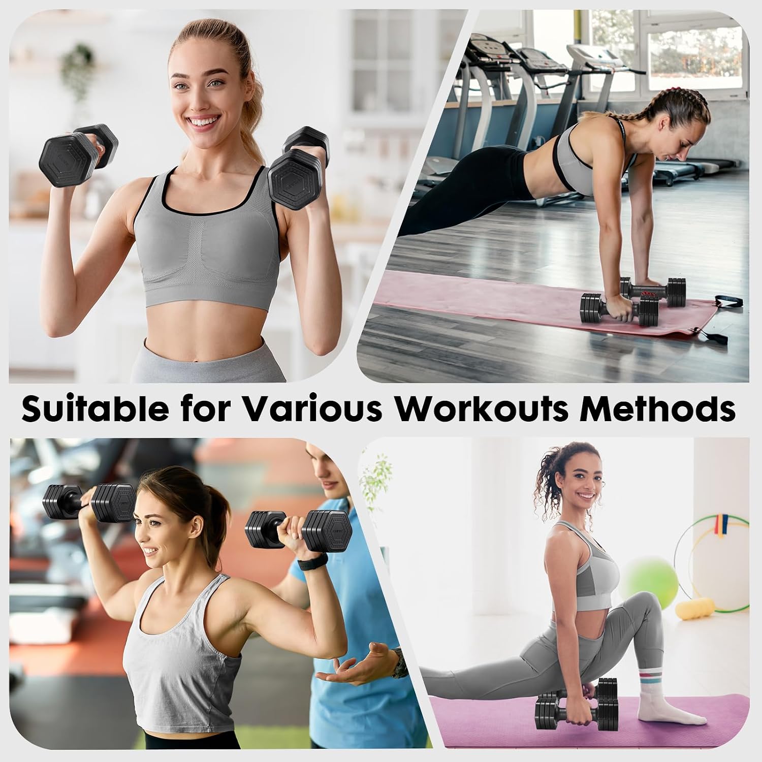 Adjustable Dumbbell Set, 4 in 1 Free Weights Dumbbells Set for Women, Weights for Women at Home, 2lb 3lb 4lb 5lb with
