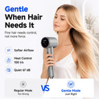 High-Speed Hair Dryer with Diffuser, Stepless Control, Lightweight, Silver