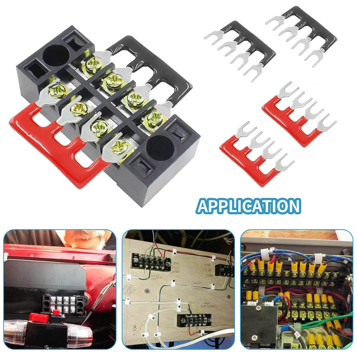 5Pcs Dual Row Screw Terminal Block 4 Position 15A 600V