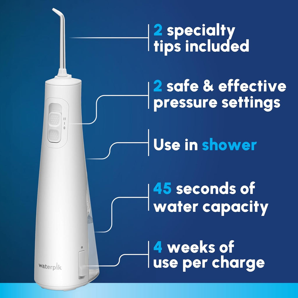 Cordless Pulse 3100 Rechargeable Portable Water Flosser for Teeth, Gums, Braces Care and Travel with 2 Flossing Tips
