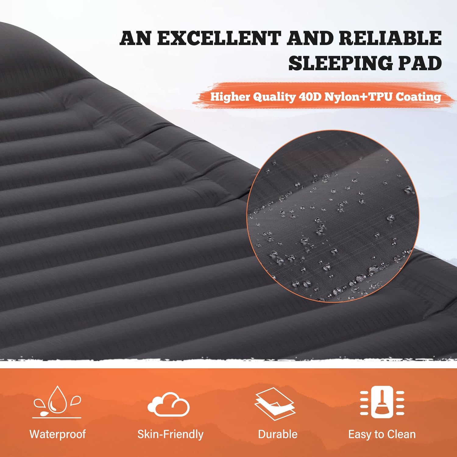 Double Sleeping Pad for Camping, Extra Thick 6" Camping Mattress 2 Person with Pillow Built-in Foot Pump, Inflatable