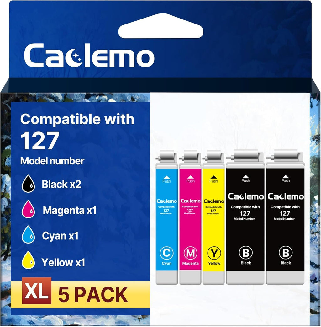 Remanufactured Replacement for Epson 127 Ink Cartridge 5 Pack