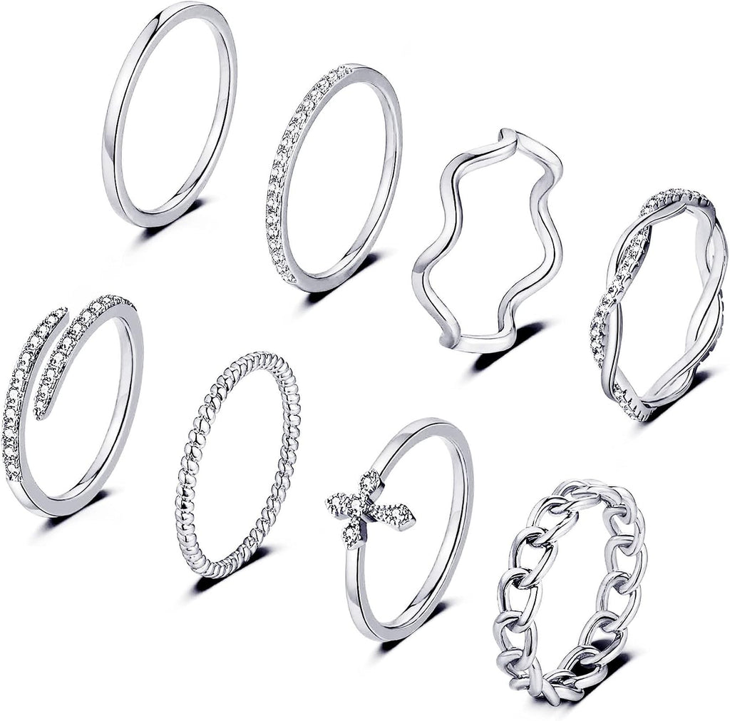 14K Gold Plated Stacking Rings Set for Women, Stackable Knuckle Thumb Rings Thin Dainty Silver Rings for Women