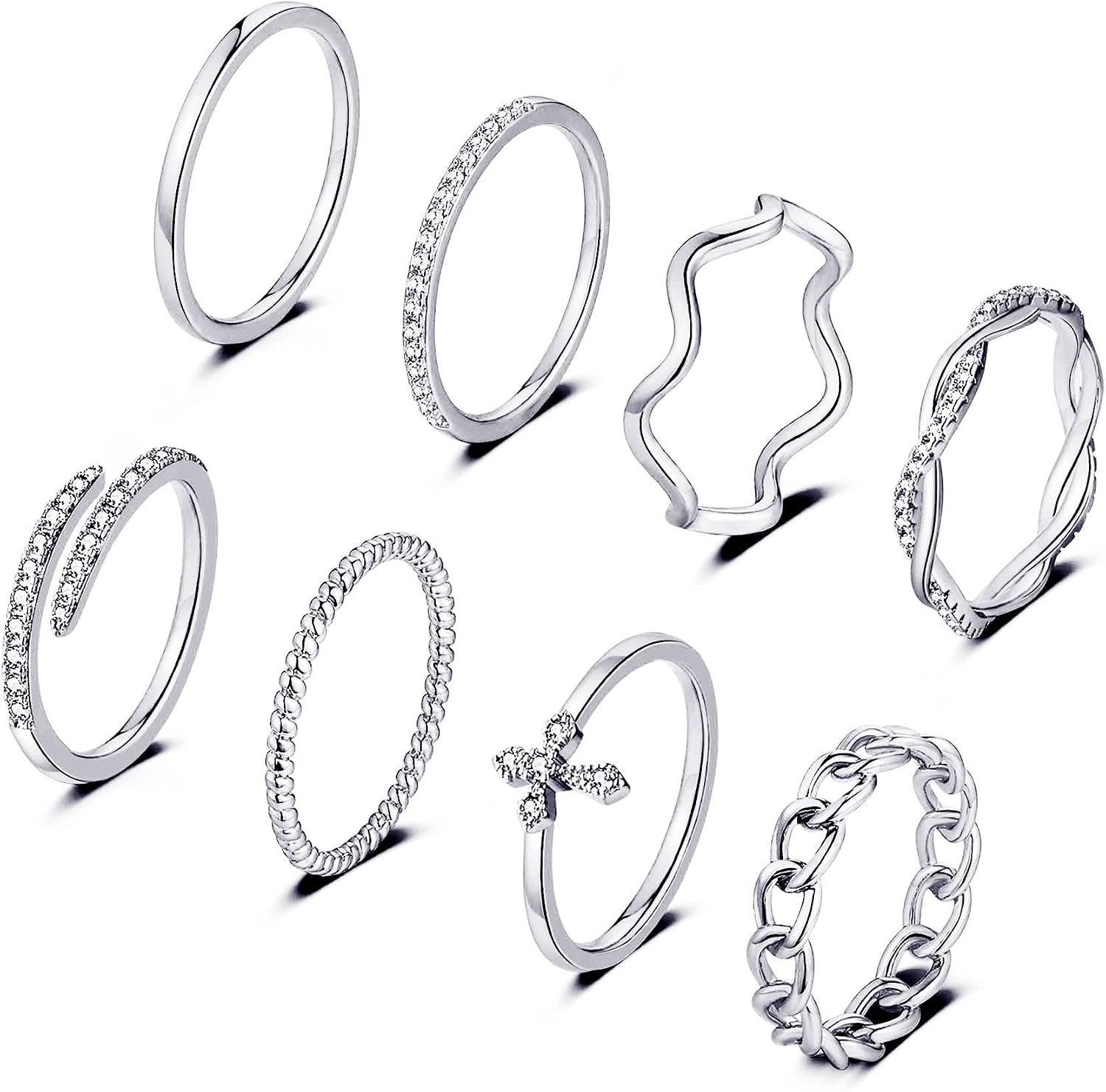 14K Gold Plated Stacking Rings Set for Women, Stackable Knuckle Thumb Rings Thin Dainty Silver Rings for Women