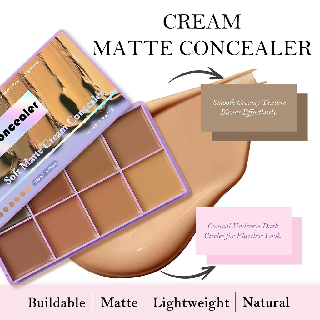 8 Shade Color Correcting Concealer Palette Undereye Cream Matte Concealer