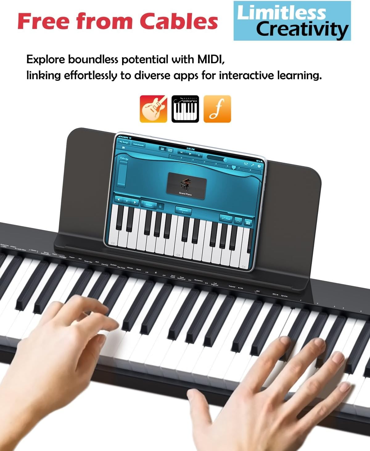 Semi-weighted 88 Keys Piano Keyboard Compact Portable Digital Piano Set for Beginners with Stand, Carrying Case