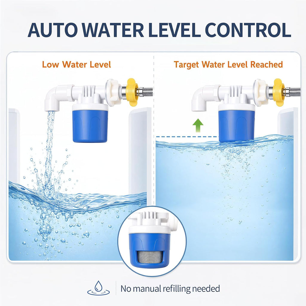 Automatic Chicken Waterer, 2 Gallon with Float Valve, 4 Cups