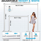Pipe and Drape Backdrop Stand, 10x10ft Heavy Duty Backdrop Stand with Metal Base, Adjustable Height & Width, Silver